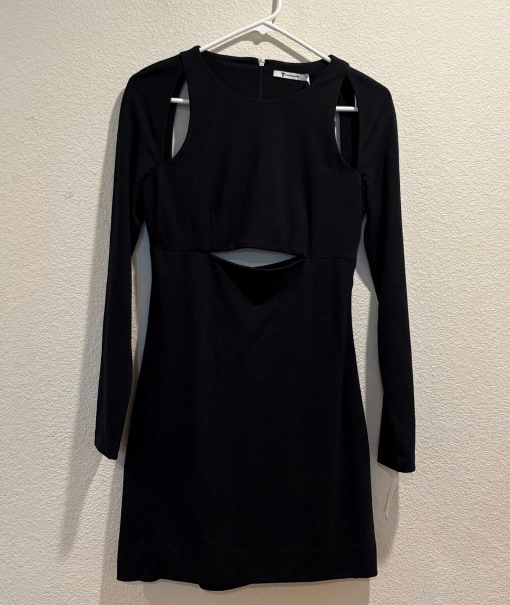 T by Alexander Wang NWT Black Moyen Long Sleeve Cut Out Mini Dress Size M